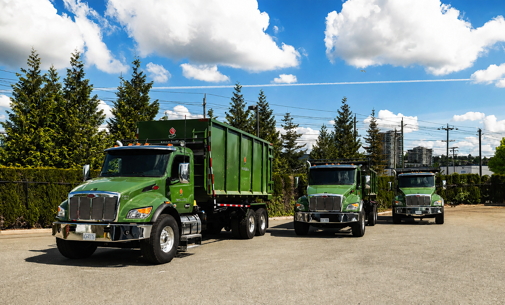 roll-off disposal bins on trucks